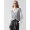 ELLE Faux Two-Piece Vest Shirt Knitted Sweater