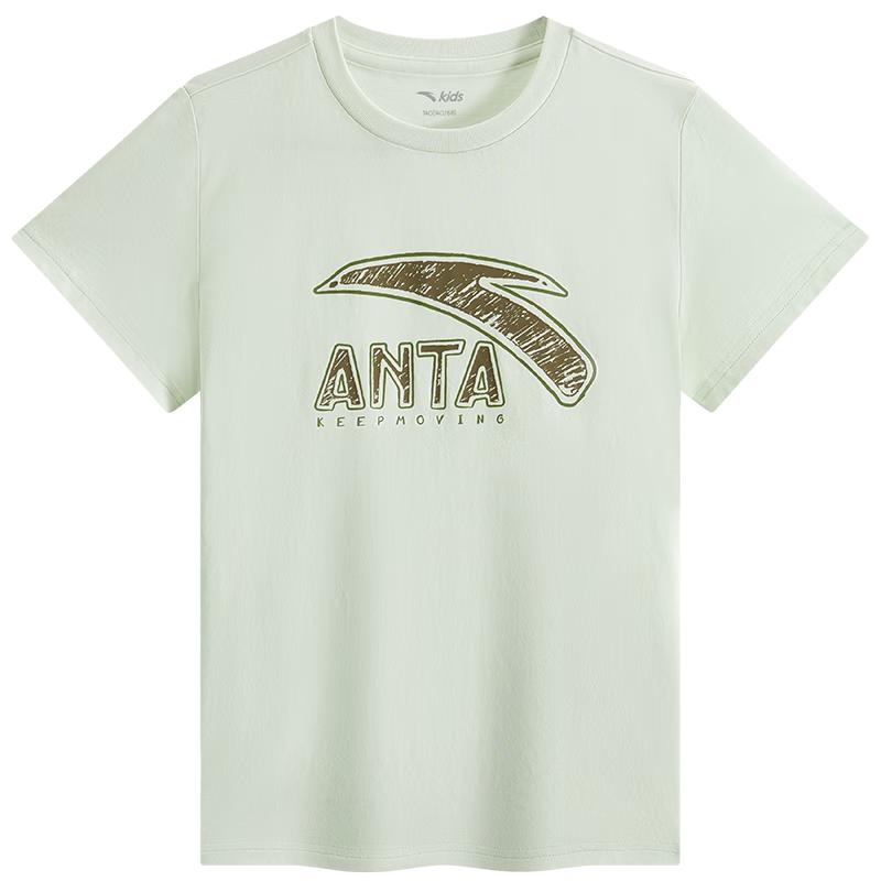 Anta Boys' 2025 Summer Breathable Cotton Short Sleeve T-Shirt A52527114