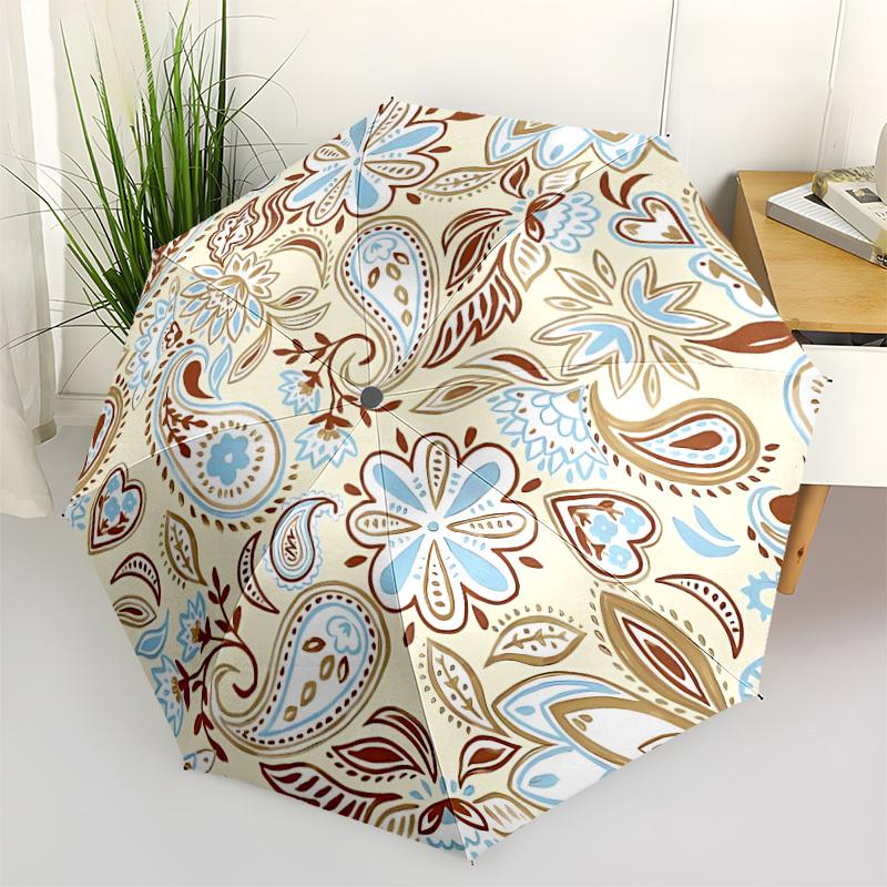 

1pc Paisley Floral Pattern Automatic Folding Umbrella - Portable Collapsible Design, 8-Rib Iron Frame, Durable Fabric yy251125045