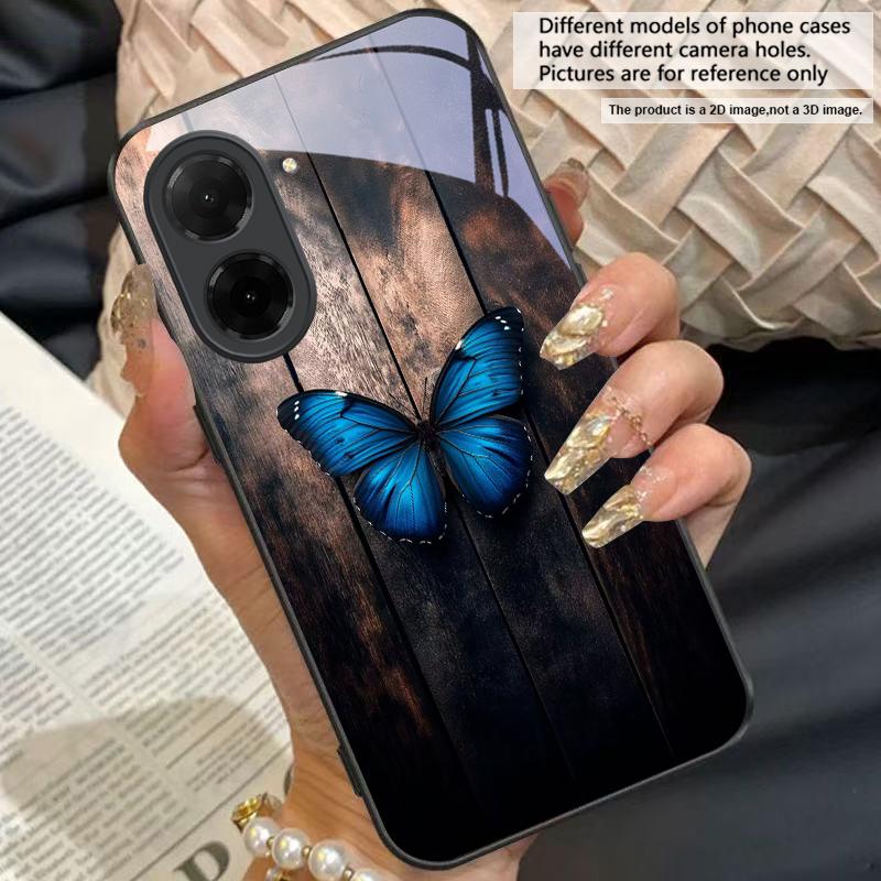Mysterious butterfly For Redmi Note 7 8 9 8T 10 11 12 12S 13 14 Pro Plus 5G 13C 12 14C 5 4G Black tempered glass phone case