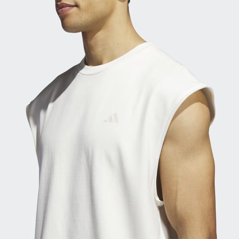 adidas Tank Tops Men's White Crew Neck Moderate Straight Fit IM4219