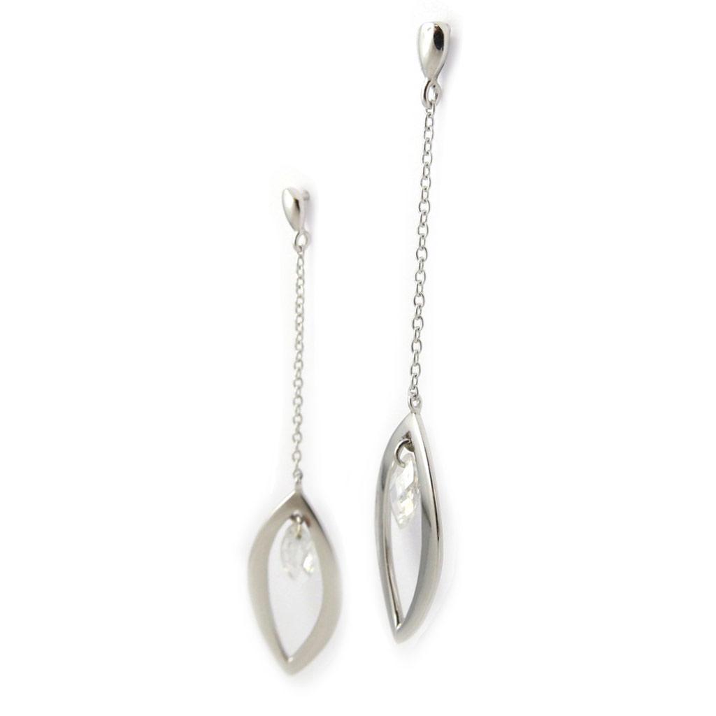 Les Trésors De Lily [L7674] - Boucles Argent 'Sissi' blanc argenté (rhodié) - 60x12 mm