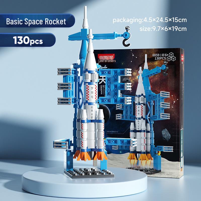 Children's Spacecraft Model Building Kit - Boys' Educational Toy with Small Particle Blocks