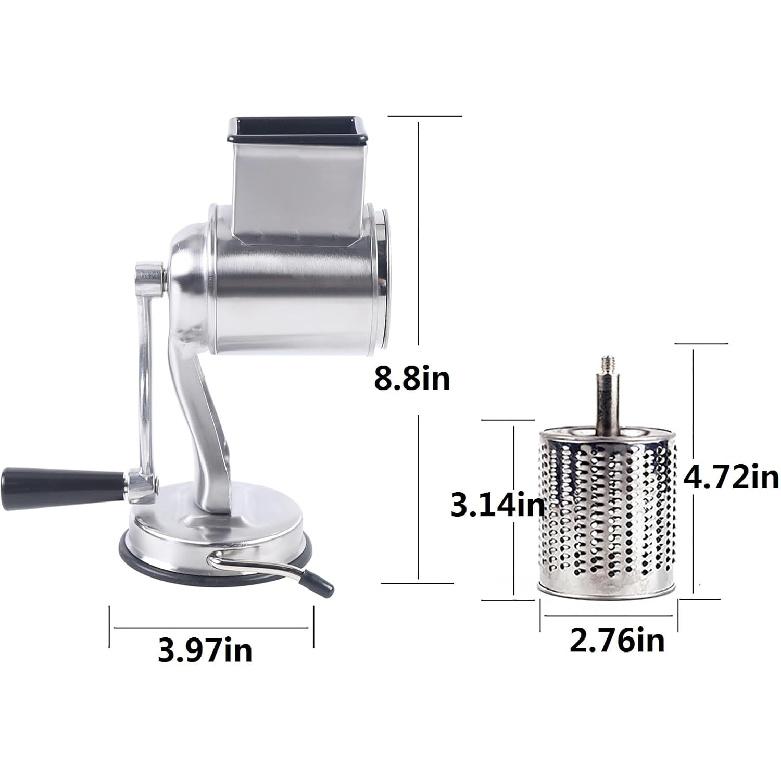 Upgrade Stainless Steel Rotary Vegetable Cheese Grater Potato Slicer Rotary Handheld Grater with 5 Blades Dishwasher Safe