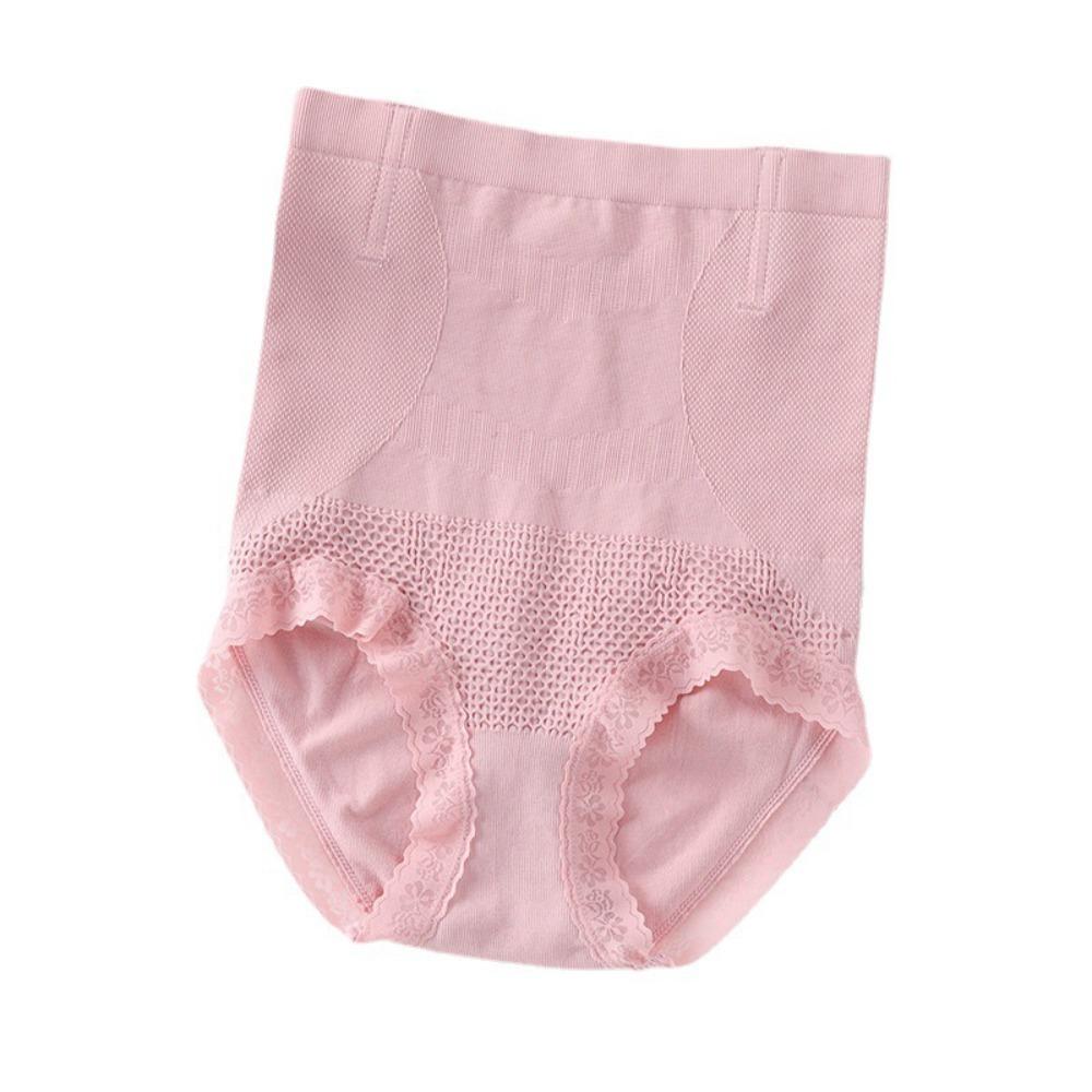 

Формирующее белье для живота, бесшовные трусики с кружевом, утягивающее белье для похудения, для женщин розовый