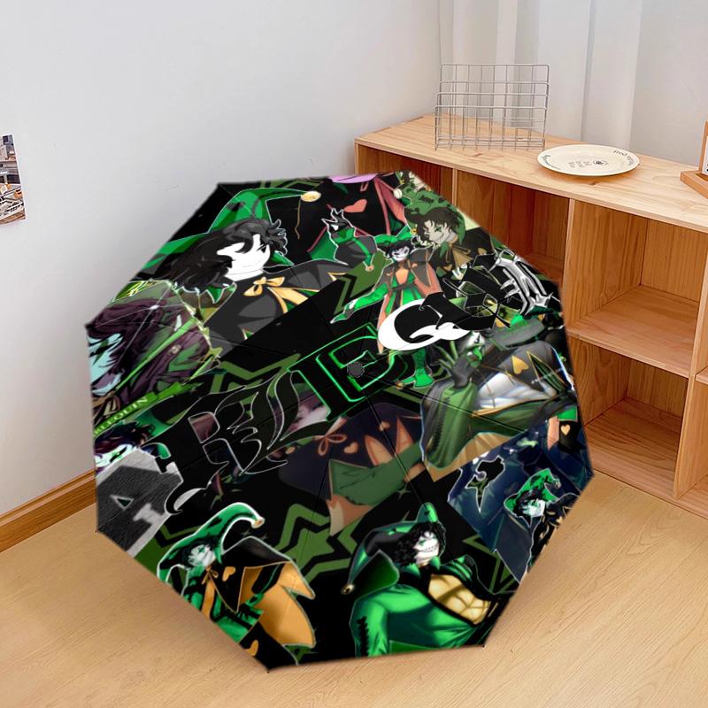Green Jester Collage Automatic Umbrella - Suitable Travel Outdoor Portable Umbrella Birthday Gift Daily Essentials