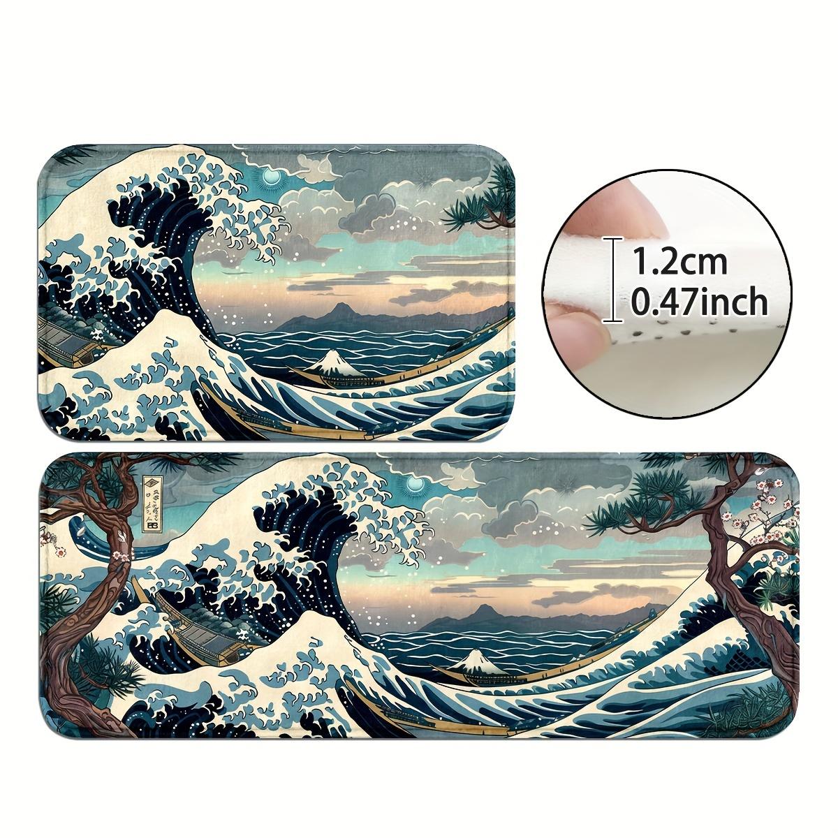 

Stormy Waves Carpet 2Pc Kitchen Rug Soft Doormat Welcome Mat Living Room Carpet Rug For Bedroom Home Decoration 40X60CM (1.3X2FT