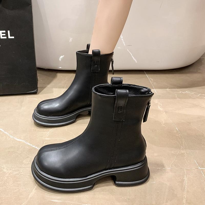 Fashion Mid Heels Women Platform Ankle Boots Designer Brand Elegant 2025 Winter Shoes Fad Chelsea Snow Short Boots Dress Pumps Zapatos