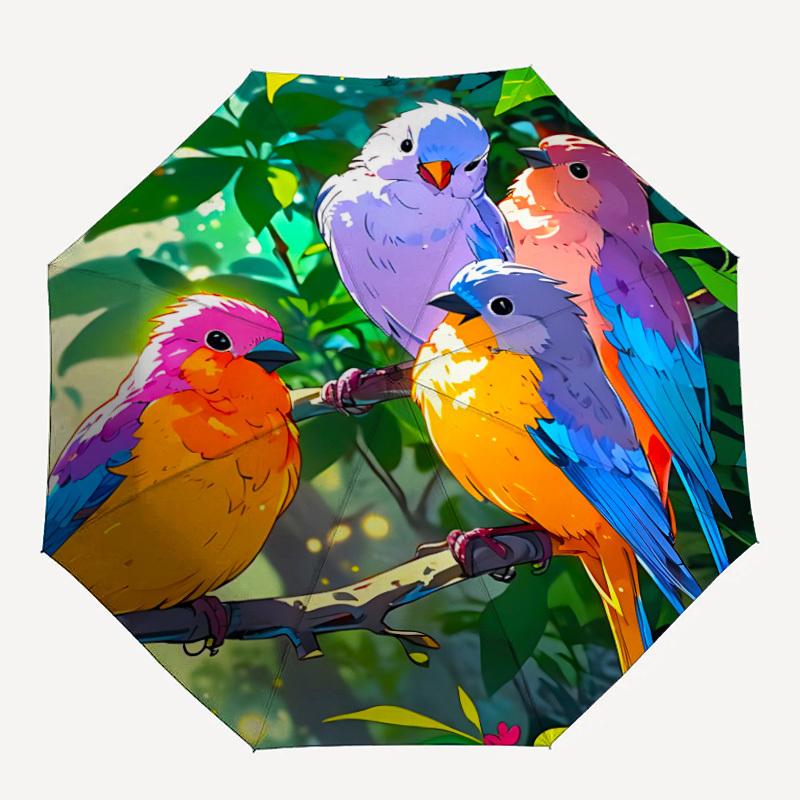 

1pc Birds Nature Auto Folding Umbrella, Sturdy And Durable Automatic Folding Umbrella with 8 Ribs, Convenient for Outdoor Use004