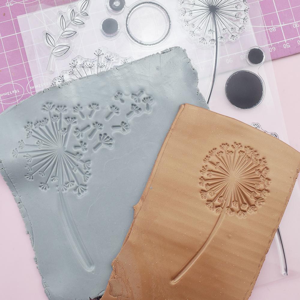 Silicone Dandelion Embossing Template for Polymer Clay & Ceramic Pottery - Reusable Textured Impressions, DIY Art Crafts, Jewelry Making, Mixed Colors