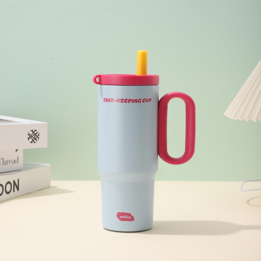 750ml Large Capacity Ice Cream Cup 316 Stainless Steel Insulated Bottle Double-layer Vacuum Portable Handle Car Cup
