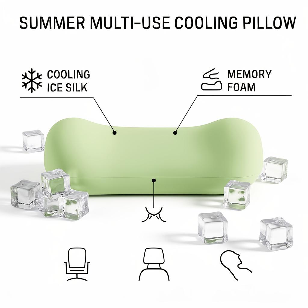 1pc Cooling silk multifunctional memory foam slow-rebound neck pillow relieves cervical pressure, slow-rebound memory foam support with ice silk