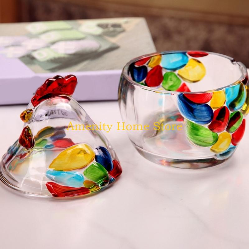 

F26C Crystal Glass Chicken Shape Candy Jar Candy Bowl with Lid,Dessert Plate Candy Dish Covered Decorative Snacks Bowl Gift CN