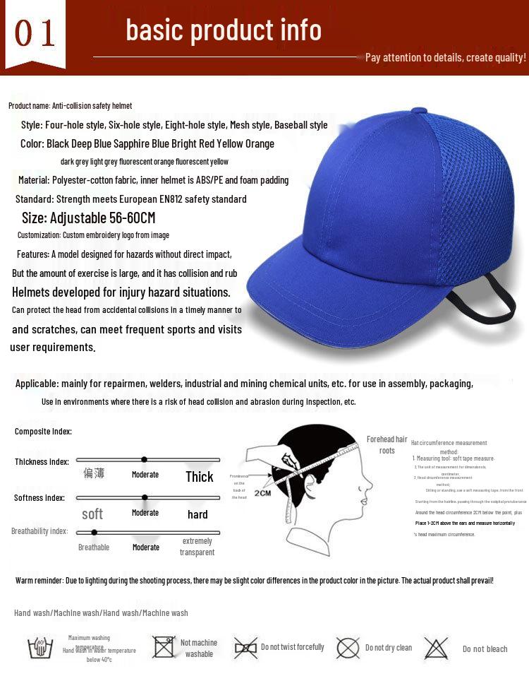 Breathable ABS Safety Helmet with Duckbill Design - Lightweight, Anti-Smash & Collision Protection for Work Environments