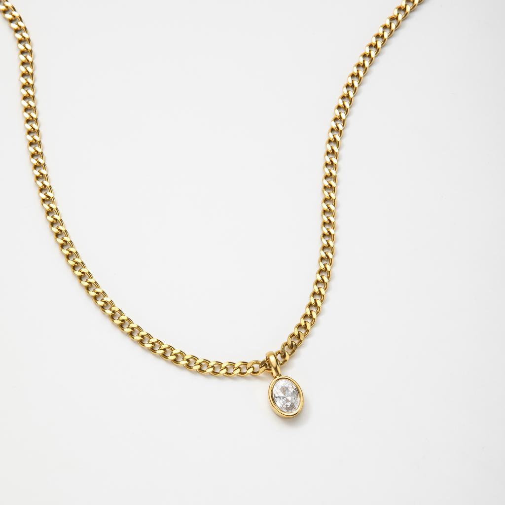 YF3635 Vintage 18k Gold Plated Jewelry Waterproof Tarnish Free Stainless Steel Star 5a Zircon Pendant Cuban Chain Necklace