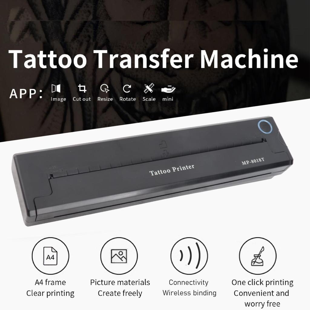 Mini Printer Machine Transfer Machine Tattoo Thermal Transfer Machine Stencil Printer Tattoo Tools 2000mAh A4 Transfer Printer