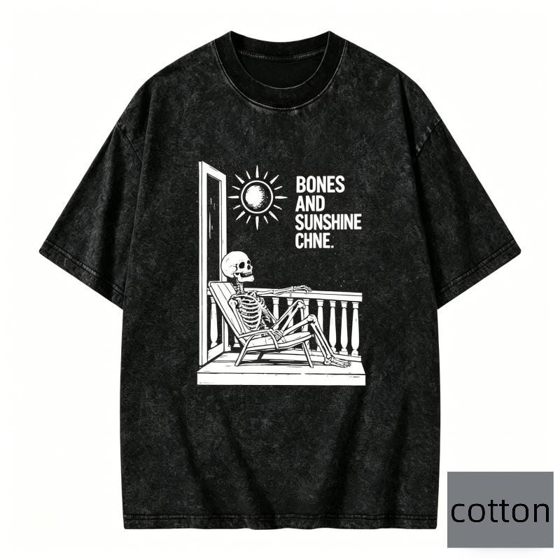 Funny Skeleton Shortsleeved Tshirt Mentally Ill But Totally Chill Quote Graphic Tee Vintage Cotton Oversized Top for Women Men