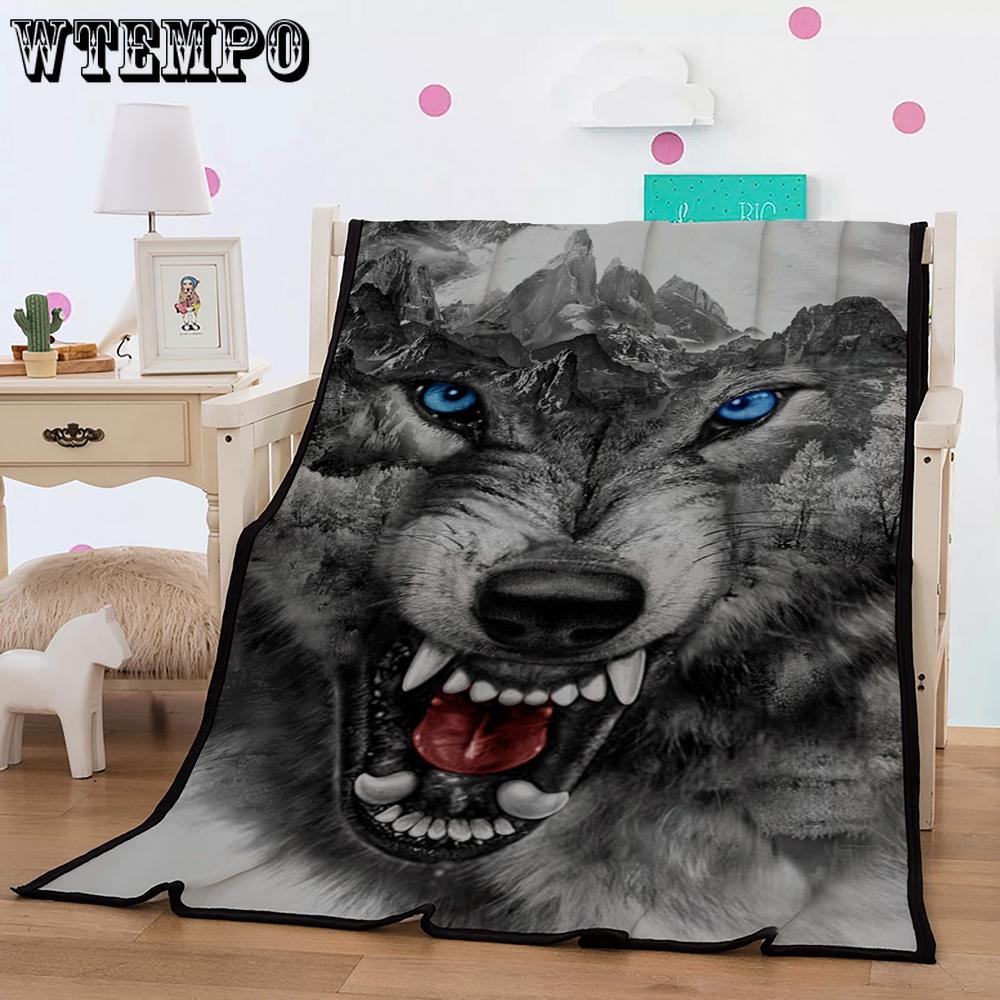 New 3D Wolf Printing Theme Blanket Housewarming Gift Decoration Summer Blanket Plush Blanket