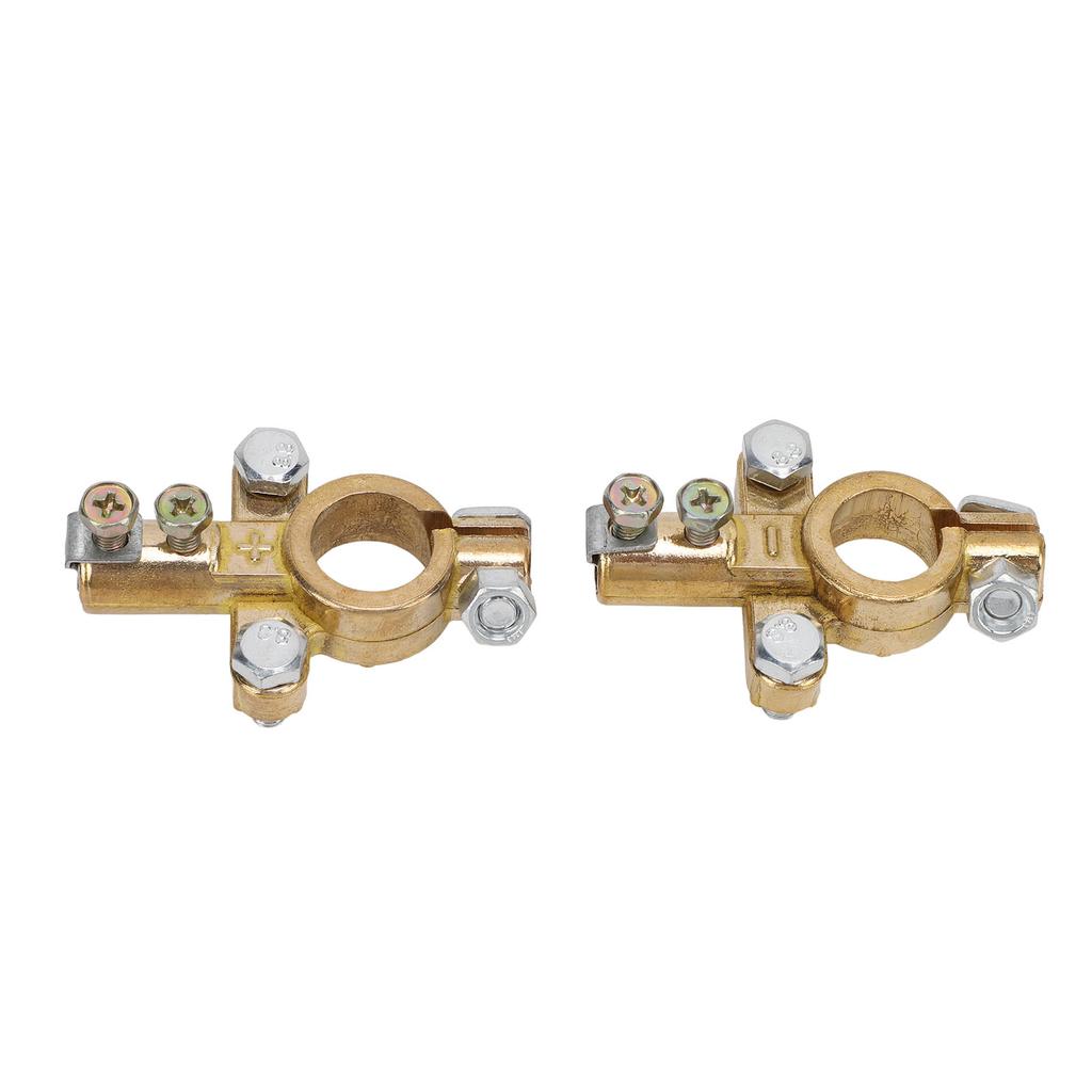 1 Pair Brass Battery Terminal Connectors Positive Negative Battery Terminals Clamp Set for Marine Car Boat RV Vehicles