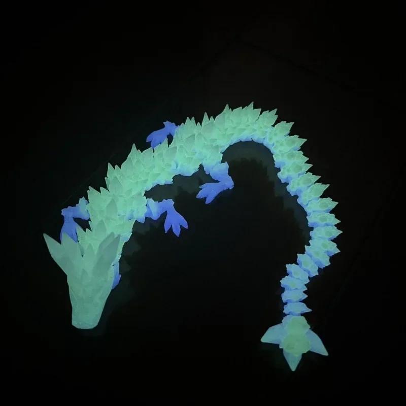 Impression 3D Modèle d'Animation Dragon Chinois Décorations d'Aquarium Paysage Aquatique Dragon de Cristal Luminescent dans le Noir Poupées# Couleur: 29cm