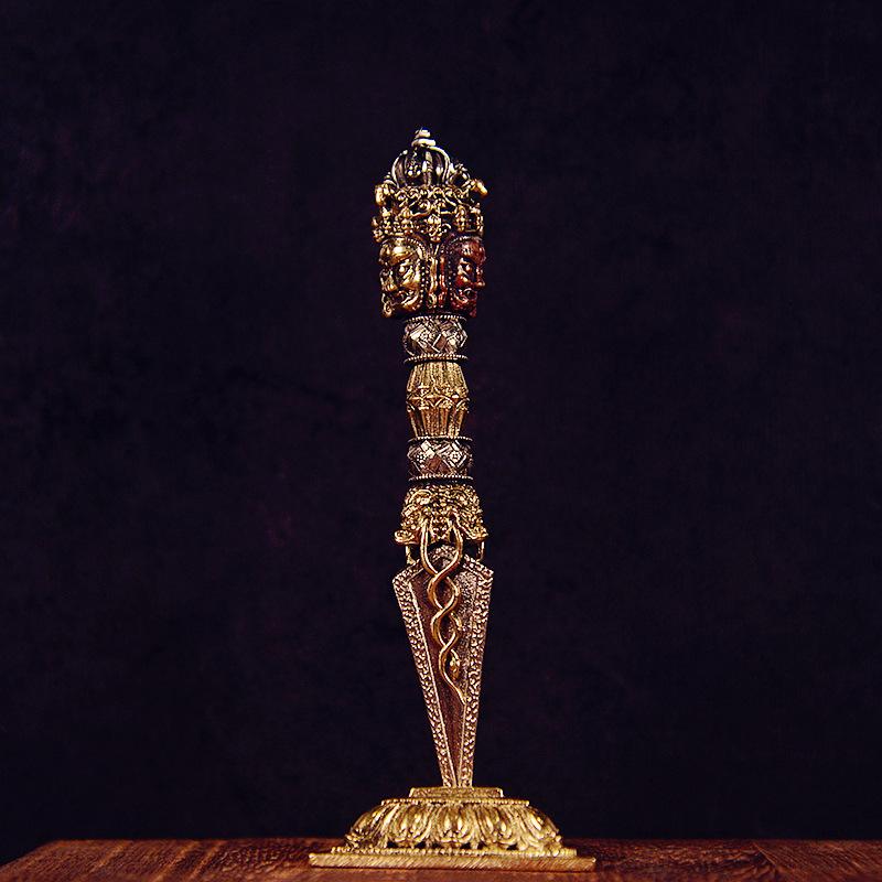 Three-Sided Vajra Pestle Nepal Brass Tibetan