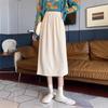 2024 Autumn/Winter Women's High-Waist Slimming Corduroy Midi A-Line Skirt - Korean Style