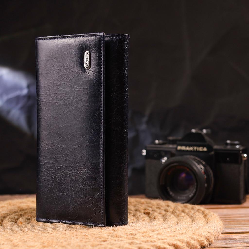 Women's Purse with Coin Holder Made of Genuine Leather CANPELLINI Wallet 21533 Blue