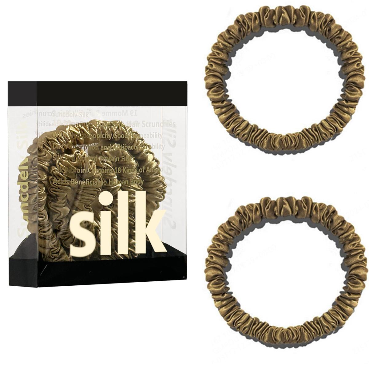 

2 шт. в коробке, шелковые резинки для волос Mulberry, женские резинки для волос для сна без повреждений, вьющиеся резинки для волос, держатель для хвоста Real Silk
