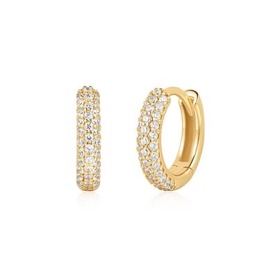 Pave Huggie Hoop 925 Silber Ring Ohrringe E057-04G
