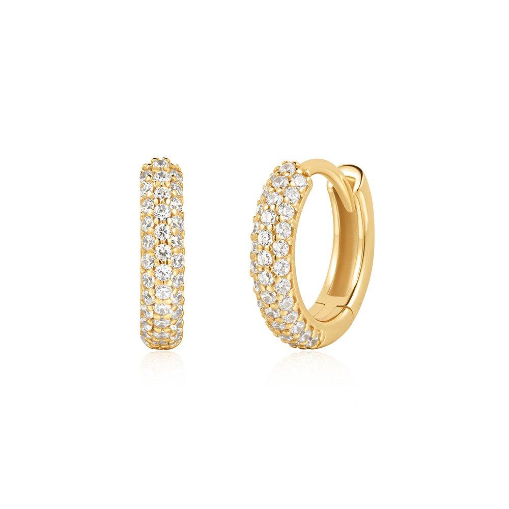 Pave Huggie Hoop 925 Silver Ring Earrings E057-04G