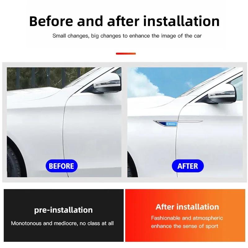 Adesivo Metallo 3D per Auto Emblema Skoda Decalcomania Lama Parafango Decalcomania Distintivo Per Skoda Fabia Superb Vrs Yeti Octavia Enyaq Rapid Kodiaq Kamiq kyvc74