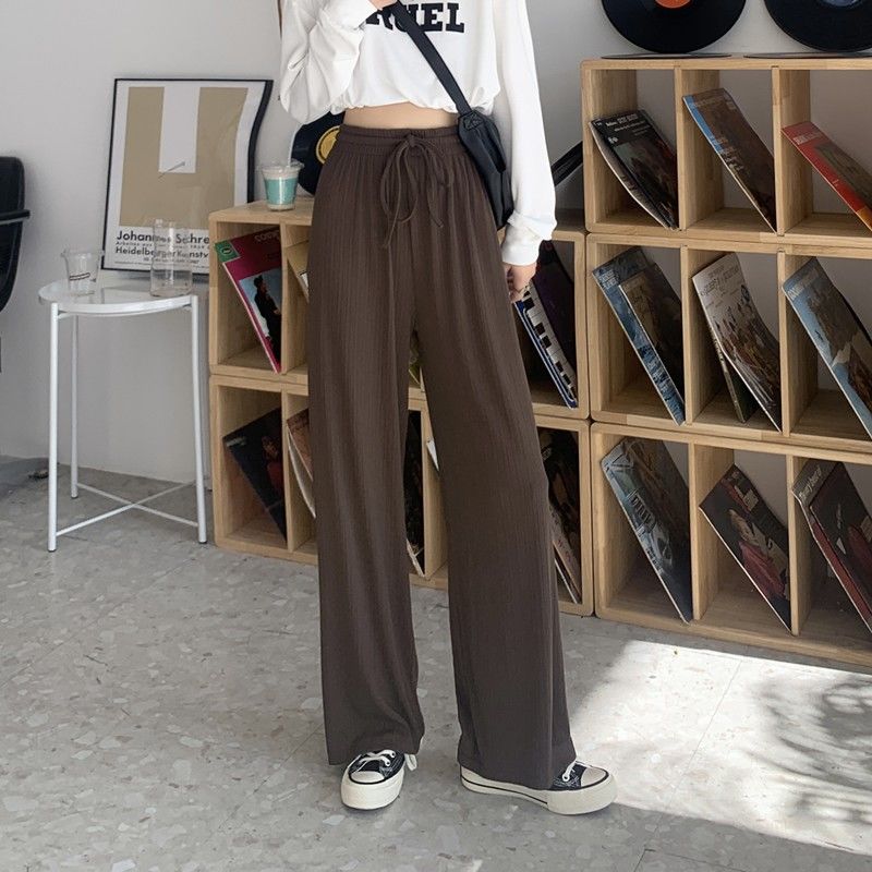 Large Size Wide Leg Pants for Women in Summer High Waisted Straight Leg Loose Fit Sporty and Casual with a Hanging Feeling and Floor Length Pants