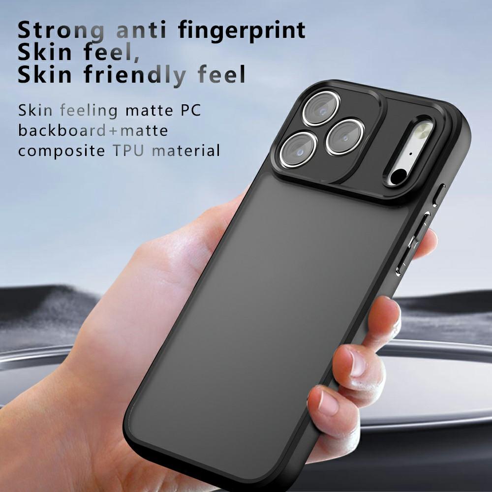 For iPhone 17 Pro Max Case Skin-Touch TPU+PC Matte Phone Shell,Transparent Black