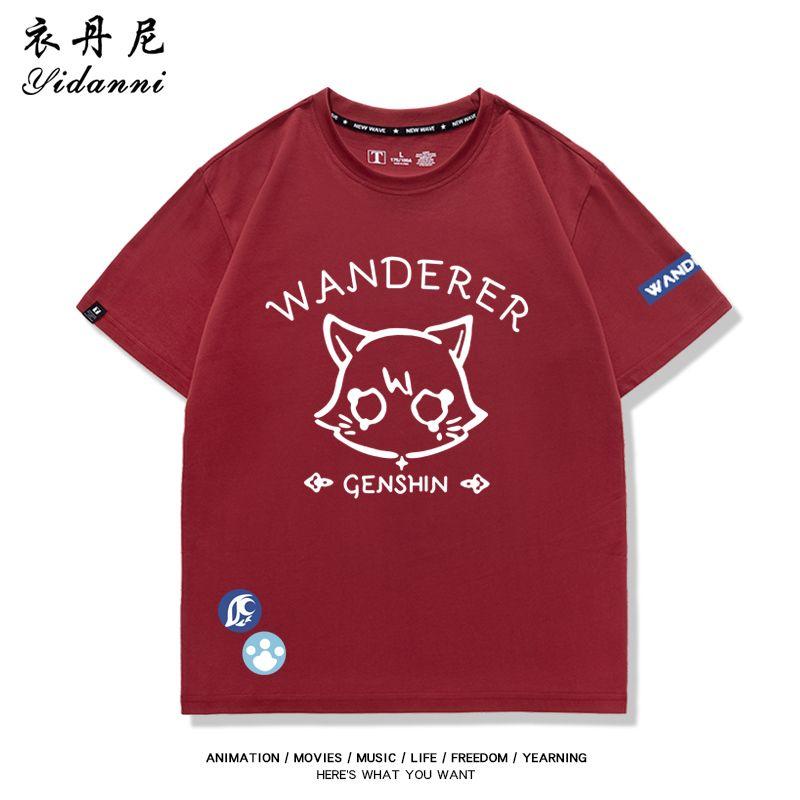 Spiel Genshin Impact Serie Wanderer Druck T-Shirt Kurzarm Sommer T-Shirt Unisex Kleidung Damenbekleidung Mode Lässige Oberteile