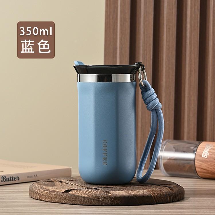 

Новая кофейная кружка 304 нержавеющая сталь изолированная чашка стильный подарок бутылка для воды портативная уличная дорожная кружка 350ml blue