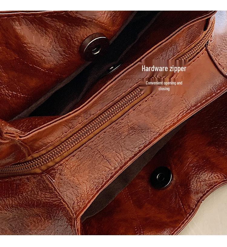 2026 European & American Retro Soft Leather Large-Capacity Tote Handbag