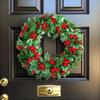 Red Berry & Green Leaf Christmas Wreath for Wall Hanging & Window Display