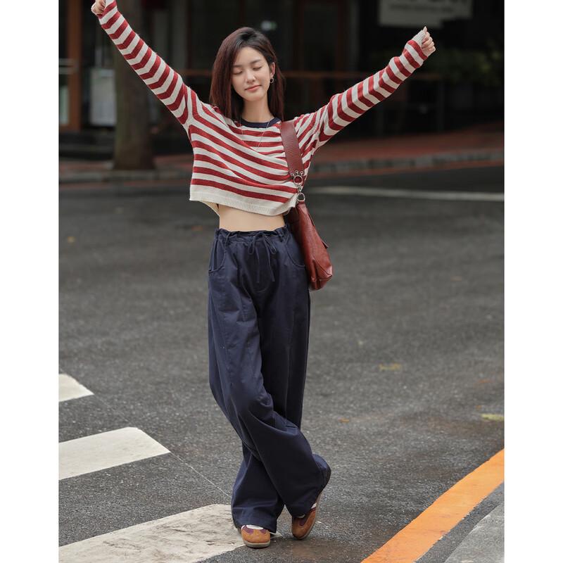 

DeMana Women s Classic Stripe Round Neck Knit Sweater S