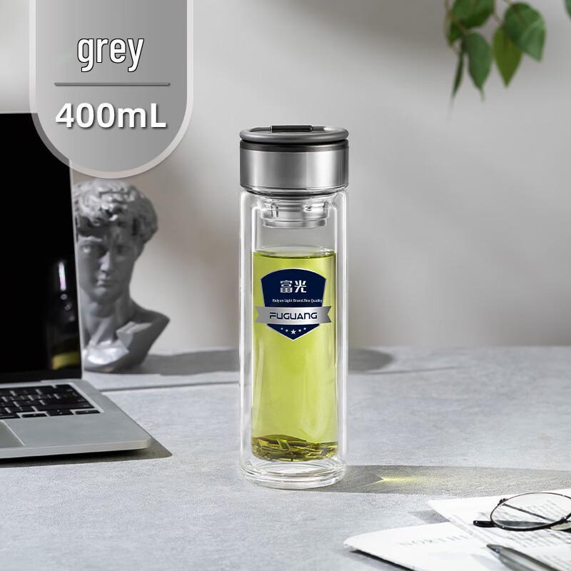 Fuguang Double Wall Glass Water Bottle with Handle