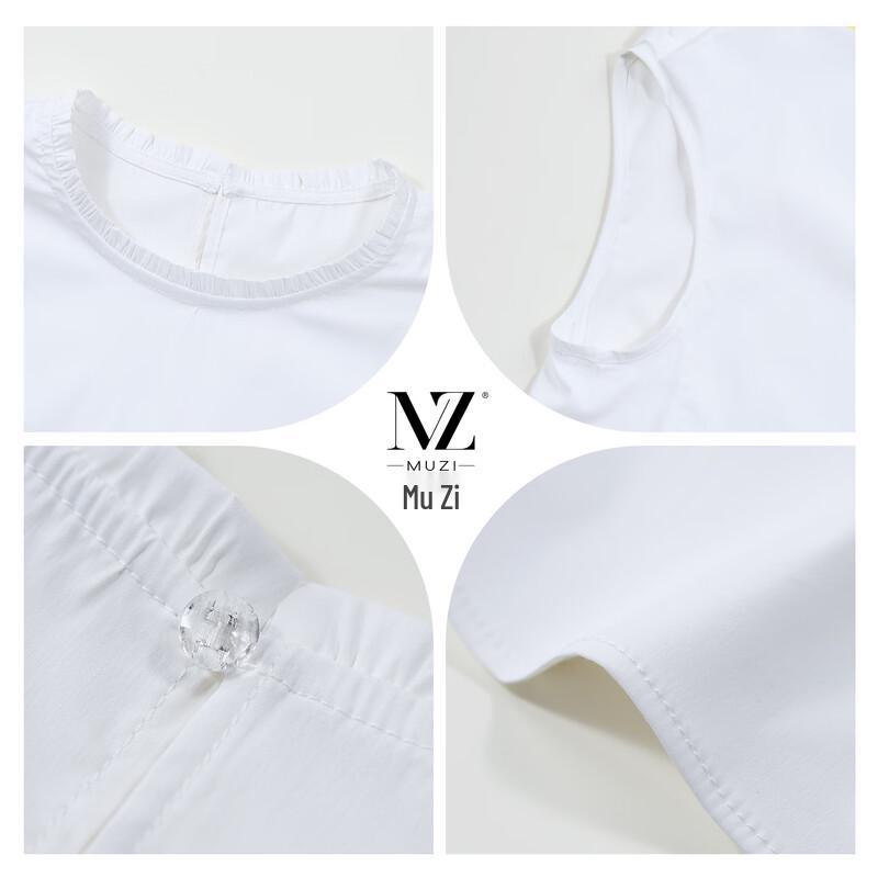 Muzi Women's Elegant Short-Sleeved Top