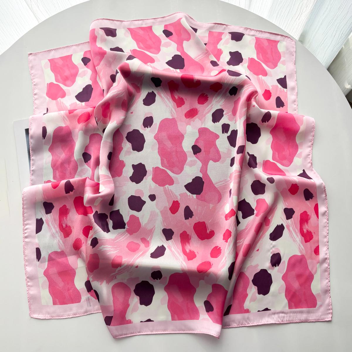 

Luxury Cute Square Scarf For Women Soft Stain Imitation Silk Bandana For Travel Elegant Hijab Neckerchief Fashion Shawl Wraps