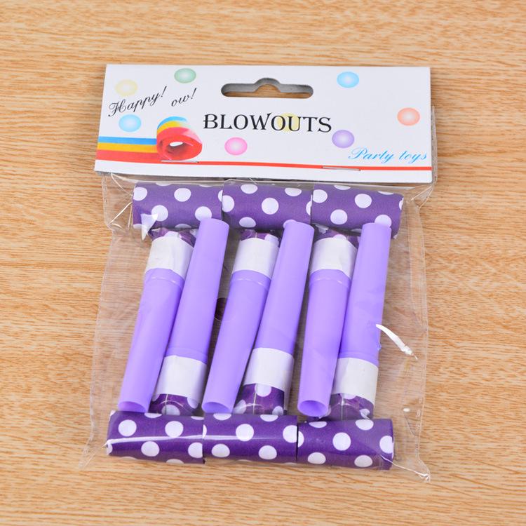 6cm Polka Dot Paper Blowout Whistles for Children's Birthday Party