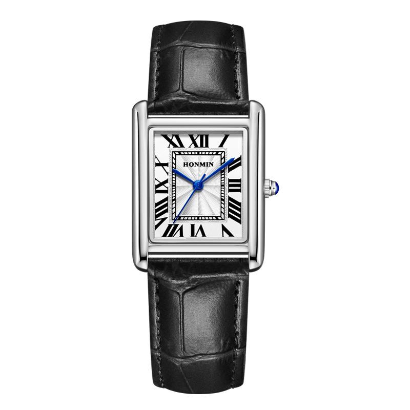 Leather Strap Square Quartz Couple Watches: Waterproof, Simple, Fashionable Design for Men and Women