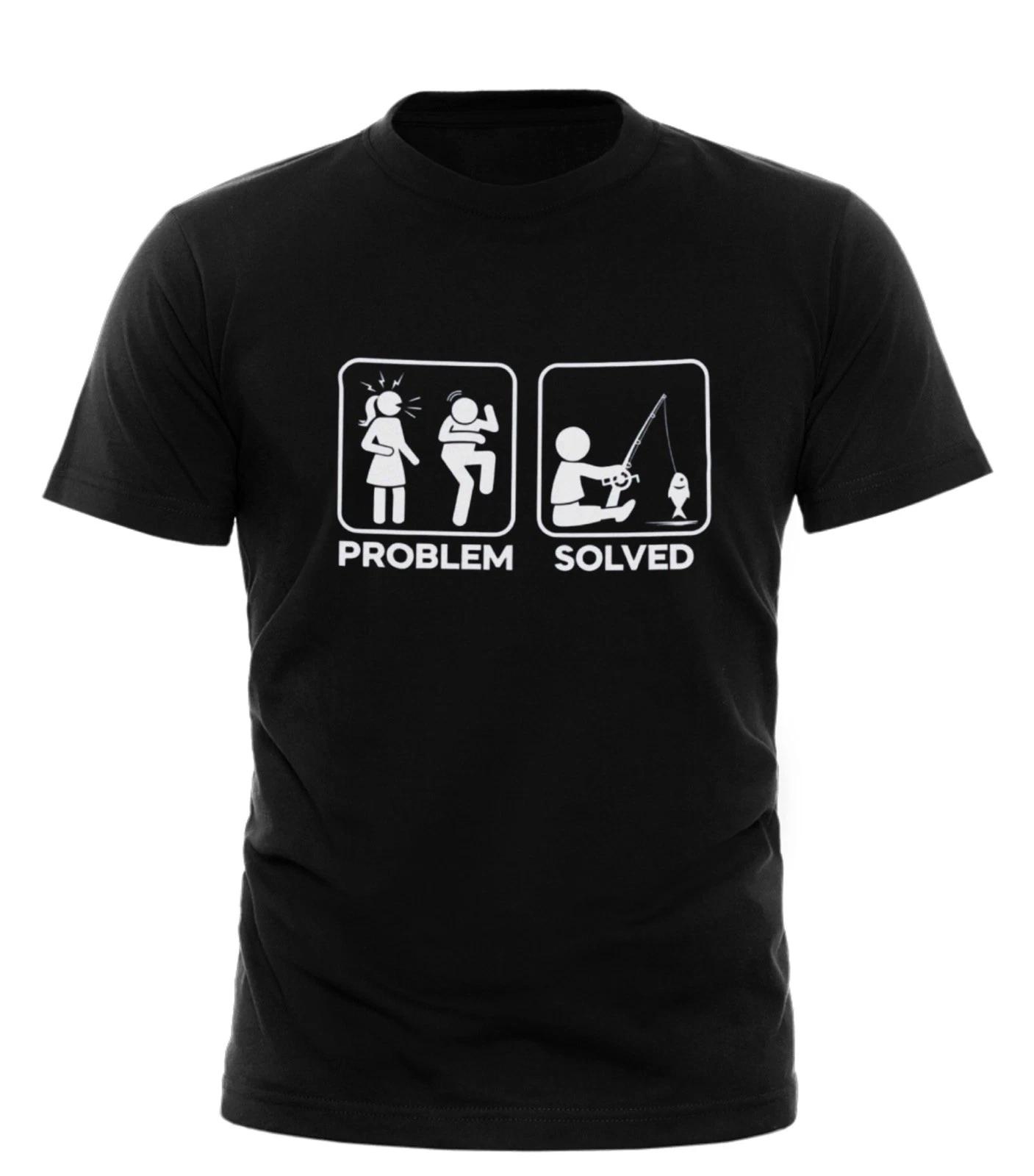 Funny Fishing T Shirt Problem Solved Go Fishing Gift Idea for Men Fisherman L