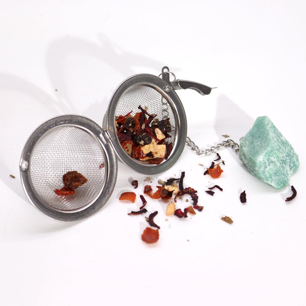 Tea Infuser Strainer With Raw Mookaite Crystal