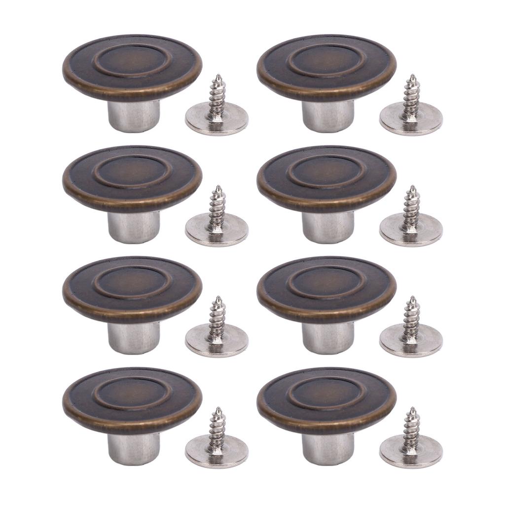 50 Set Pants Button Set 17mm Round Stainless Steel Bronze Decorative 2x6.5mm Tip Crossing Screw Back Button for Hats