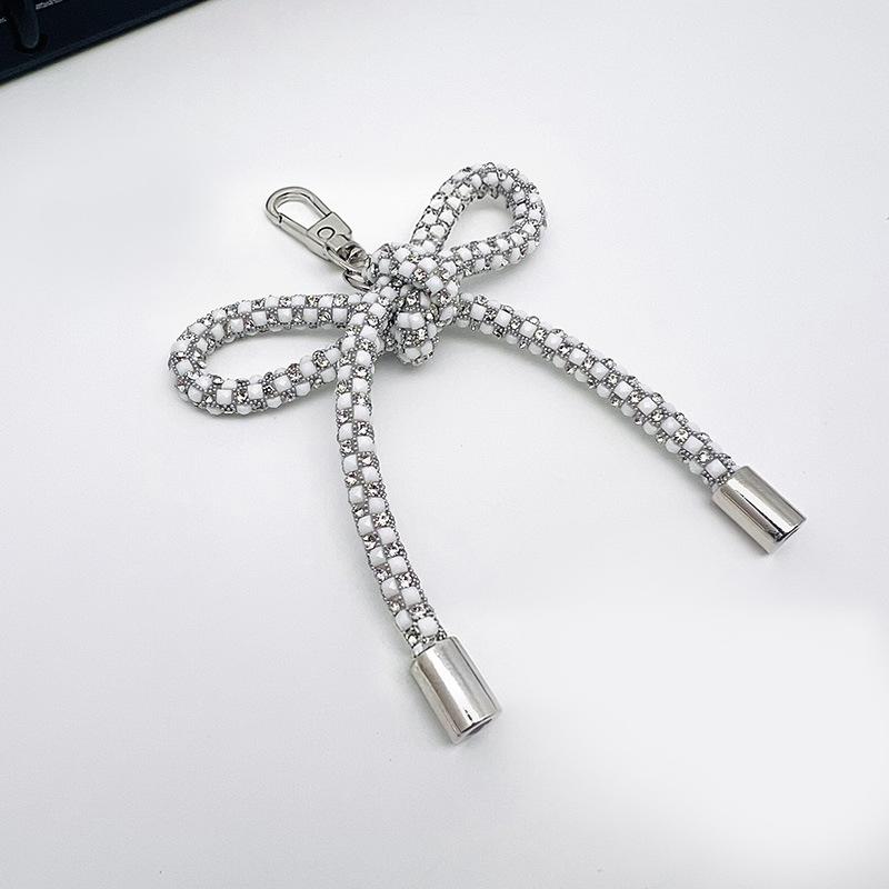 Handmade Butterfly Knot Flash Mobile Phone Pendant Bag Accessory Elegant Personality Style Keychain Decoration