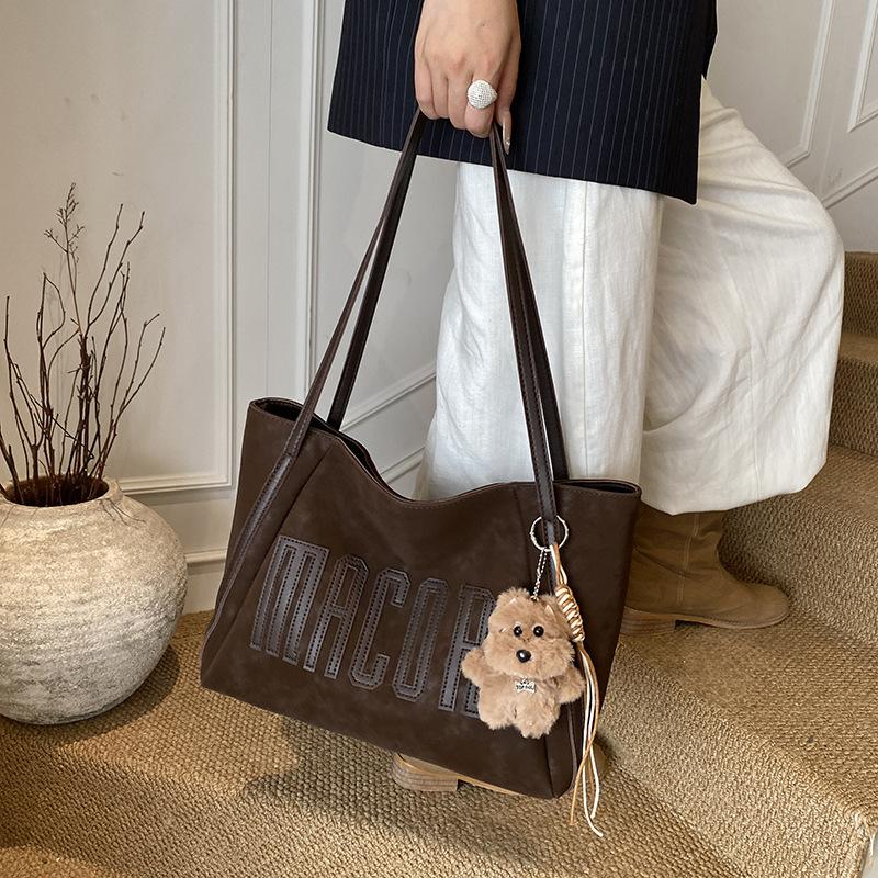 Tote bag simple college student class shoulder canvas bag large capacity casual versatile work commuter handbag women