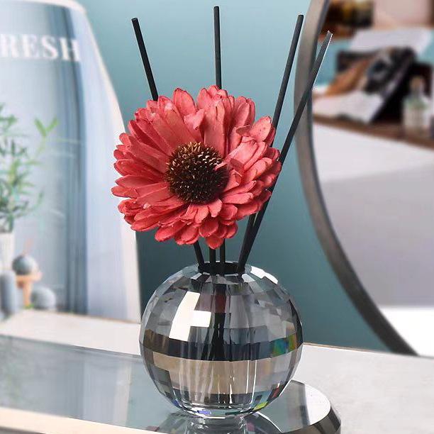 Glass Crystal Aroma Diffuser Bottle Geometric Circular Crystal Ball Toothbrush Holder Aromatherapy Base Home Decoration