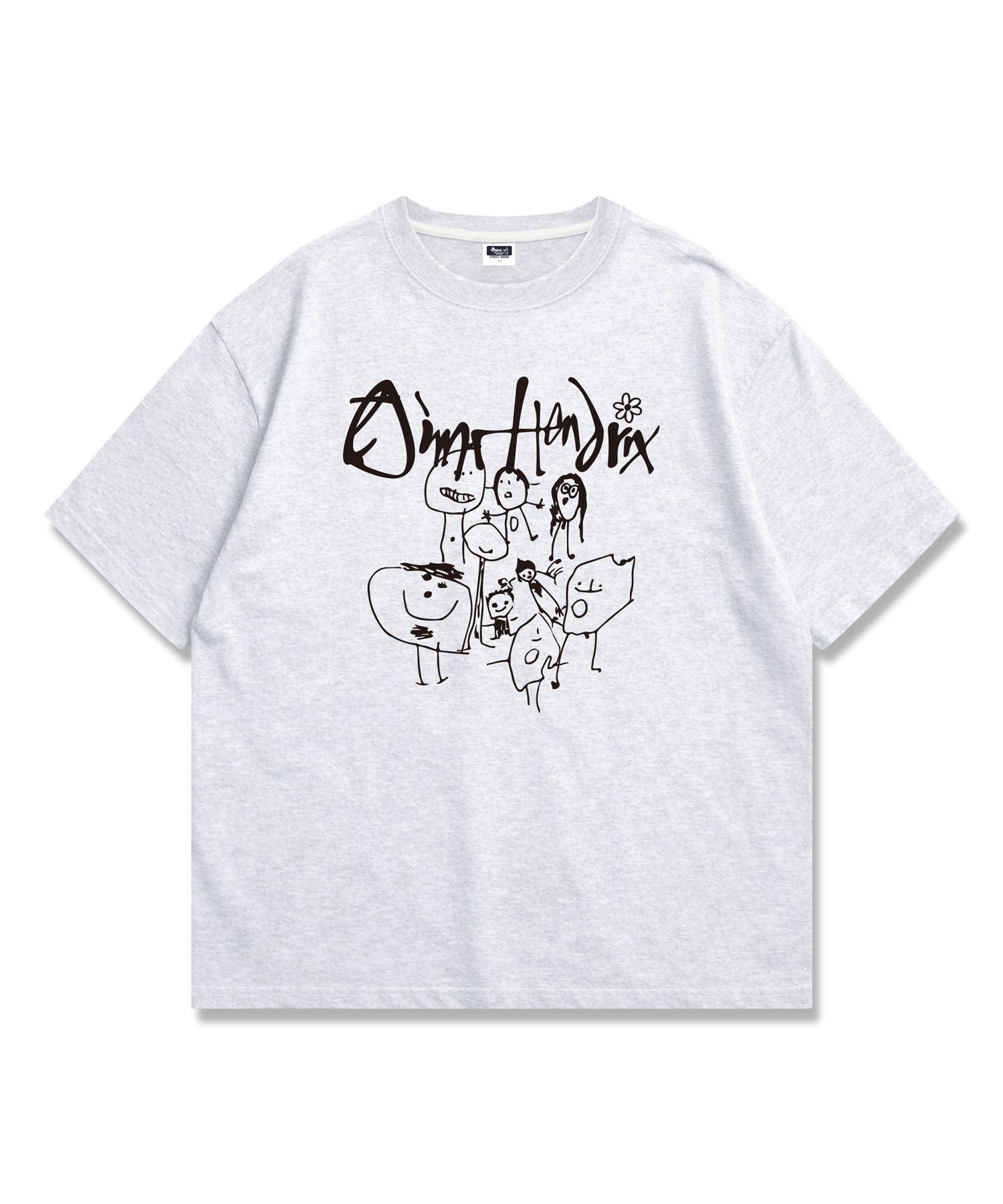 Original Day Line Caricature Short Sleeve T-Shirt Oversized Unisex White Melange White Melange/S